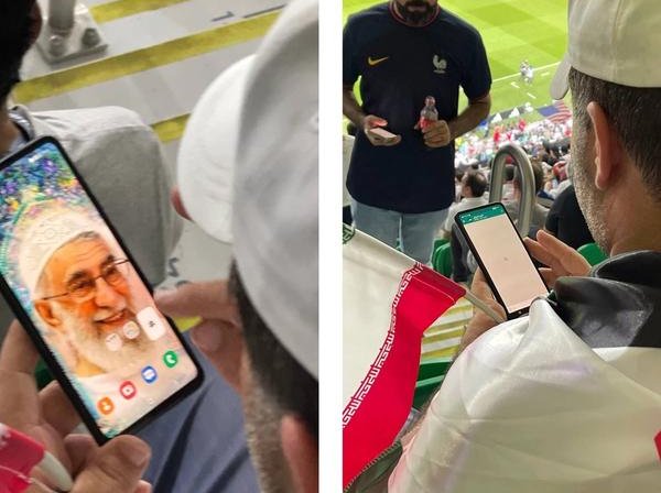 Image of the Supreme Leader of the Islamic Republic on the Phone of an Iranian National Team Fan