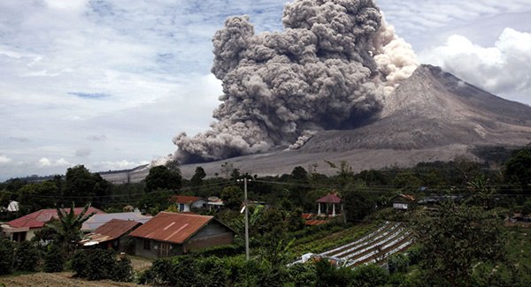 Volcanic Eruption of Merapi on Java Island in Indonesia