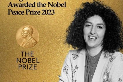 Narges Mohammadi introduced as the winner of the Nobel Peace Prize