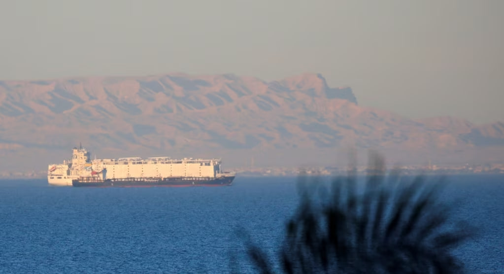 A Commercial Ship Hit by Missile