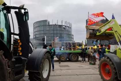 Angry Farmers Gathered in Front of the European Parliament