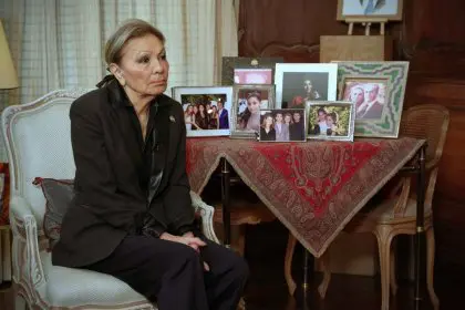 Farah Pahlavi by the Haft-Seen Remembering the Flood Victims
