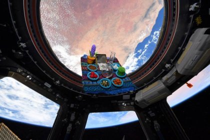 I took Yasmin Moghbeli's tablecloth to space on my trip