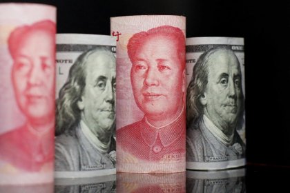 The value of Chinese Yuan against the US Dollar has dropped