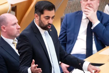 A political setback for the first Muslim prime minister of Scotland as the coalition government collapses