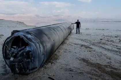 Fragment of a Destroyed Iranian Ballistic Missile in Israel