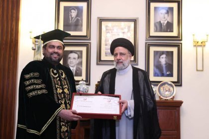 The president of Karachi University in Pakistan awarded an honorary doctorate from this university to Ibrahim Raisi