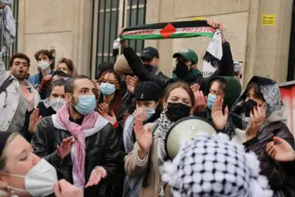 Protest Gathering of Pro-Palestinian Students at Paris Institute of Political Studies