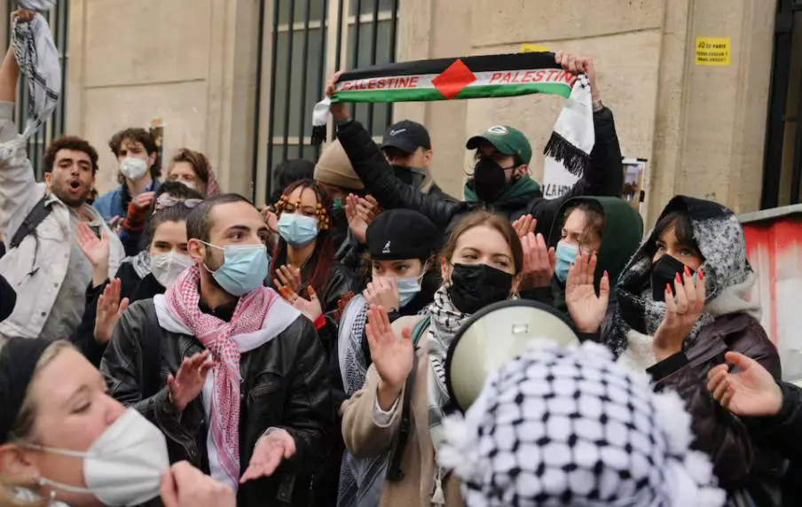 Protest Gathering of Pro-Palestinian Students at Paris Institute of Political Studies