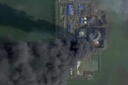 Russian Oil Depot Continues to Burn After Ukrainian Attacks