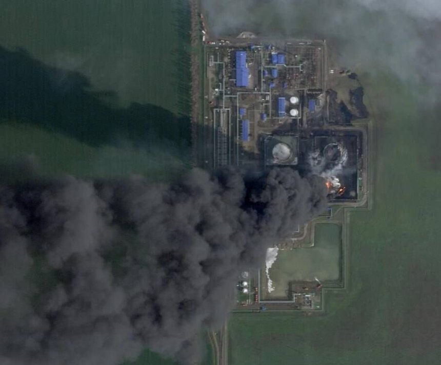 Russian Oil Depot Continues to Burn After Ukrainian Attacks