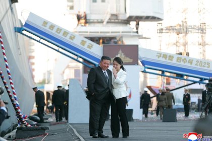 Kim Jong Un and His Daughter Seen Together at Warship Unveiling Ceremony