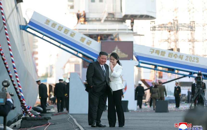 Kim Jong Un and His Daughter Seen Together at Warship Unveiling Ceremony