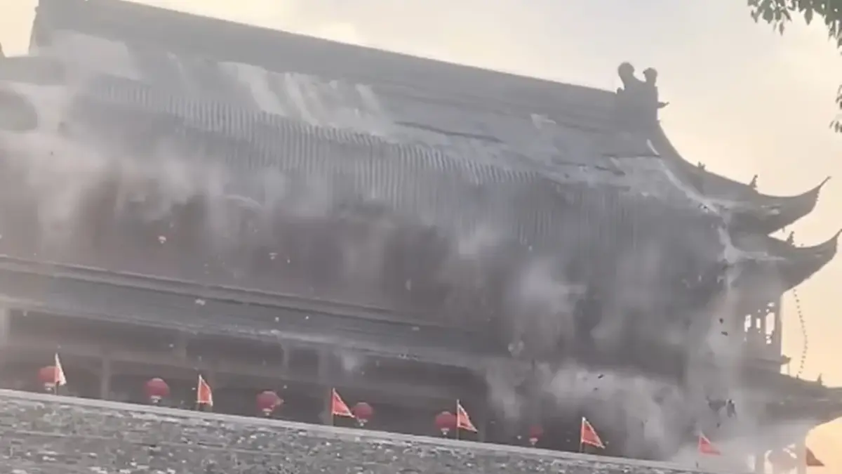 Sudden Collapse of Ancient Tower in China