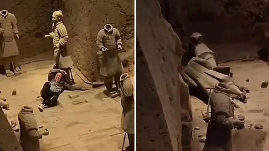 Chinese Tourist Damages 2,000-Year-Old Terracotta Army Artifact by Climbing on It in Museum