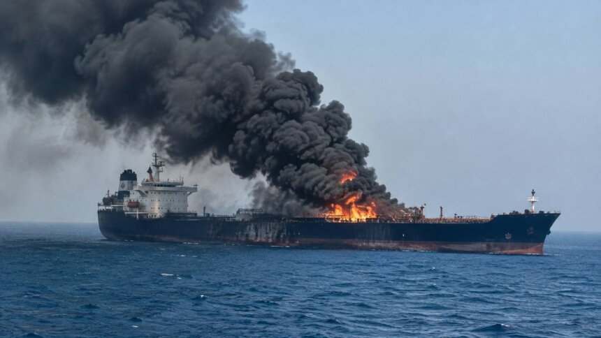 Another Oil Tanker Caught Fire in the East of the Strait of Hormuz